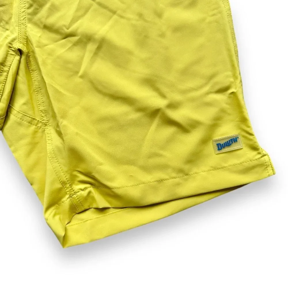 🆕Duluth Trading Co Men’s Yellow Pier Genius Unlined Swim Shorts
